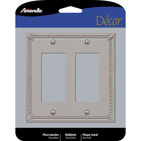Amerelle Amerelle Imperial Bead Brushed Nickel 2 gang Metal Decorator Wall Plate 1 pk 74RRBN